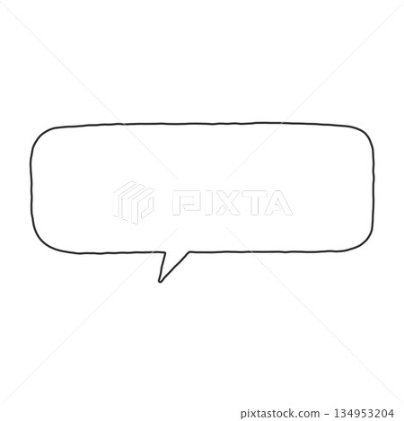 A simple, hand-drawn, downward-facing rectangular speech bubble 134953204