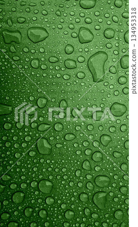 condensations on metallic surface with numerous water droplets of varying sizes, creating a luxurious, abstract texture. Ideal background for branding, product shots, or premium design projects 134953318