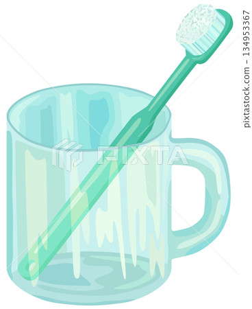 透明杯子和牙刷插圖向量素材 透明杯子和牙刷插圖向量素材 134953367