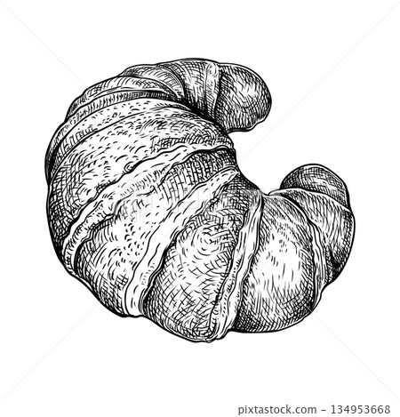 Croissant handdrawn sketch 3 134953668