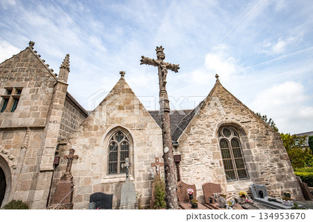 Parish close church of Loguivy, finistere, brittany, france Parish close church of Loguivy, finistere, brittany, france 134953670