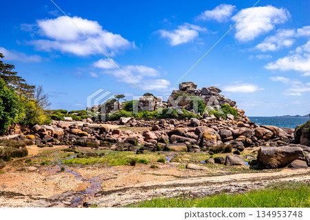 Ploumanac'h pink granite coast, cotes-d'armor, brittany, france 134953748