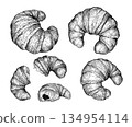 Croissant handdrawn sketch 5 134954114