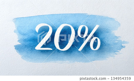 20 Percent Discount Concept in Blue Watercolor Style 134954359