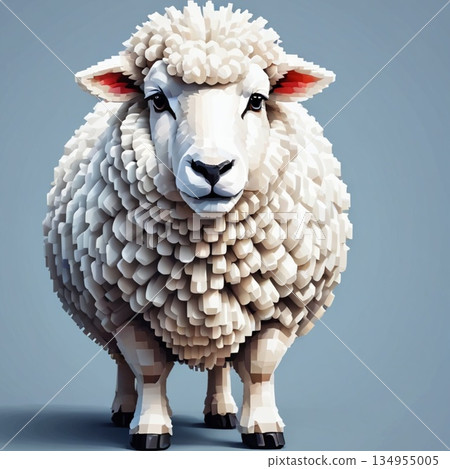 Cute pixel art sheep line stamp style 134955005