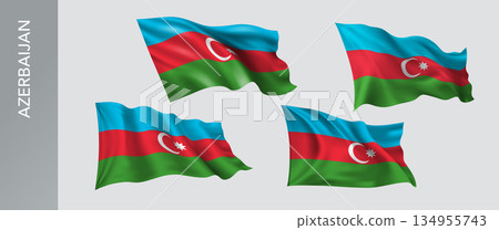 Azerbaijan waving flag set of vector illustration Azerbaijan waving flag set of vector illustration 134955743
