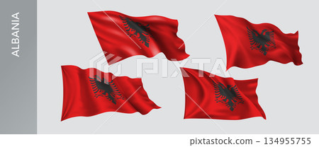 Albania waving flag set of vector illustration 134955755