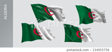 Algeria waving flag set of vector illustration 134955756