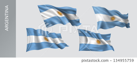 Argentina waving flag set of vector illustration 134955759