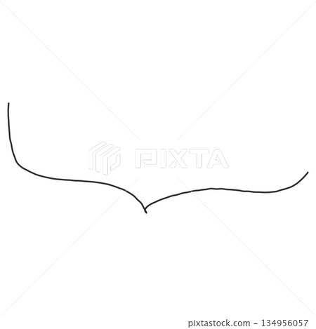 A simple, hand-drawn, horizontally long downward-pointing speech bubble 134956057