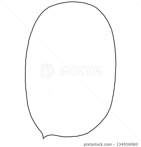 A simple, hand-drawn, vertically elongated downward-facing speech bubble 134956060