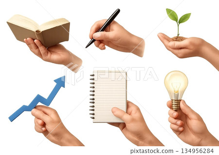 Illustration Set of Hands Performing Various Actions 134956284