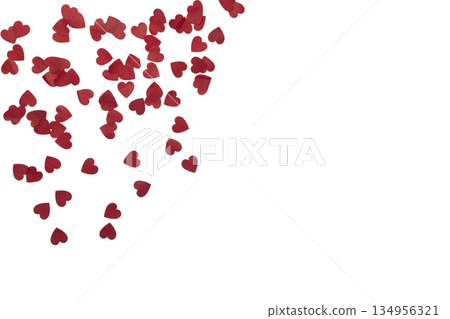 Red Paper Hearts background on White Background. Romantic Flat Lay for Valentines Day or Wedding Decor Red Paper Hearts background on White Background. Romantic Flat Lay for Valentines Day or Wedding Decor 134956321
