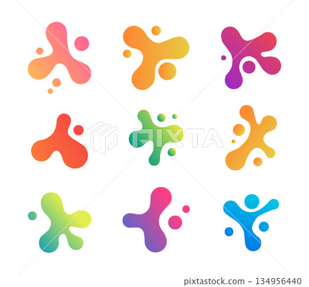 Set shape round gradient blob organic form. Set shape round gradient blob organic form. 134956440