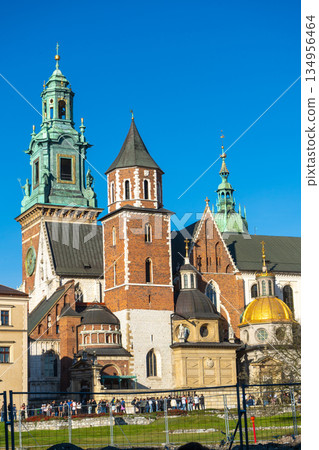 Poland Wawel Castle in Krakow. Tower old building church architecture landmark Poland Wawel Castle in Krakow. Tower old building church architecture landmark 134956464