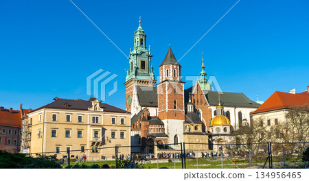Poland Wawel Castle in Krakow. Tower old building church architecture 134956465