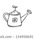 Outline black sketch with wateringcan 134956645