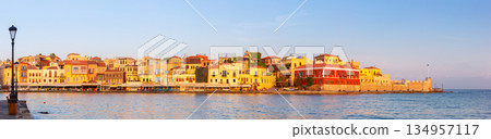 Venetian Harbor Waterfront in Chania, Greece Venetian Harbor Waterfront in Chania, Greece 134957117