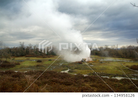 Steam over hot spring Steam over hot spring 134958126