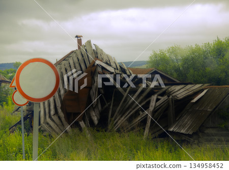 abandoned old house in village abandoned old house in village 134958452