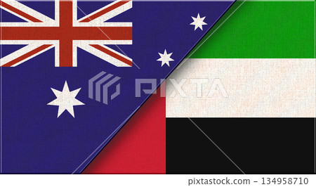 Flags of Australia and United Arab Emirates. Australian - Emirati relations 134958710