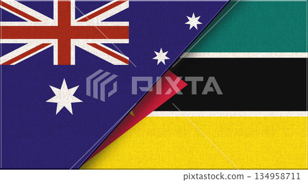 Flags of Australia and Mozambique. Flags Together Australian and Mozambican Flags of Australia and Mozambique. Flags Together Australian and Mozambican 134958711