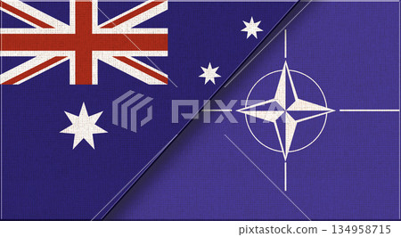 Flags of Australia and NATO. Together. Australia and NATO flags together Flags of Australia and NATO. Together. Australia and NATO flags together 134958715