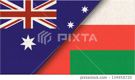 Flags of Australia and Sultanate of Oman. Australian - Oman relations 134958720