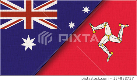 Flags of Australia and Isle of Man. Australian - Mann Island relations Flags of Australia and Isle of Man. Australian - Mann Island relations 134958737