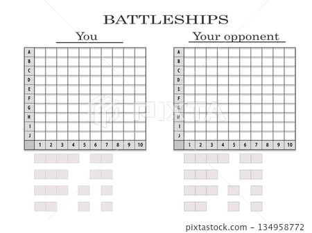 Blank for Battleship game. Blank paper form for the game of sea battle Blank for Battleship game. Blank paper form for the game of sea battle 134958772