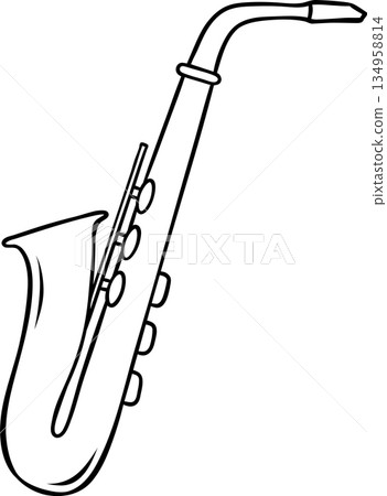 Simple black and white doodle of a saxophone. Sketch style icon for Mardi Gras, jazz festival, New Orleans, or music theme Simple black and white doodle of a saxophone. Sketch style icon for Mardi Gras, jazz festival, New Orleans, or music theme 134958814
