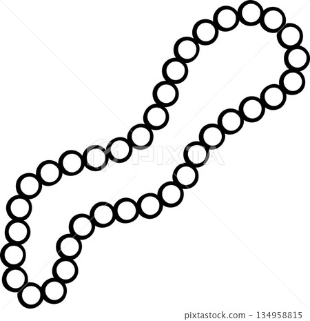 Simple black and white doodle of Mardi Gras beads. Sketch style icon for carnival, necklace, celebration throw, or party favor Simple black and white doodle of Mardi Gras beads. Sketch style icon for carnival, necklace, celebration throw, or party favor 134958815