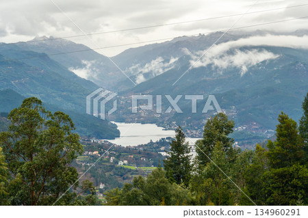 Cavado river in Peneda-Geres National Park on cloudy day. Portugla 134960291