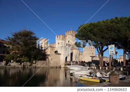 Castello Scaligero di Sirmione (Sirmione Castle) built in XIV century Lake Garda Sirmione Italy 134960683