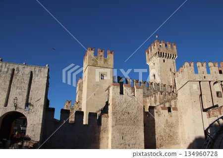 Castello Scaligero di Sirmione (Sirmione Castle) built in XIV century Lake Garda Sirmione Italy 134960728