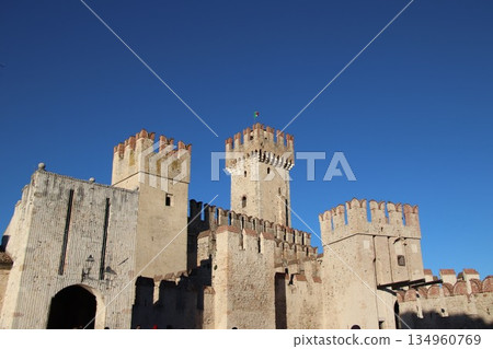 Castello Scaligero di Sirmione (Sirmione Castle) built in XIV century Lake Garda Sirmione Italy 134960769