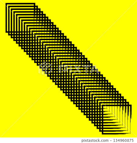 Repeating square Vector. Diagonal black pattern. Optical line effect. Bright yellow background. 134960875