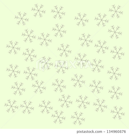 Snowflake line pattern. Winter Vector illustration. Repeating snow symbol. Subtle green background. 134960876