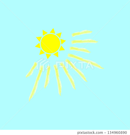 Bright sun icon. Yellow rays symbol. Summer weather illustration. Vector light element. Bright sun icon. Yellow rays symbol. Summer weather illustration. Vector light element. 134960890