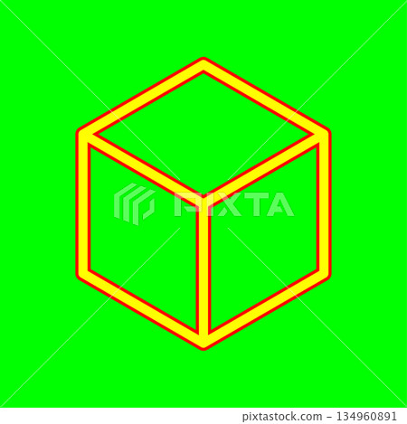 Geometric cube outline. Green box shape. Three Dimentional object. Vector figure design. 134960891