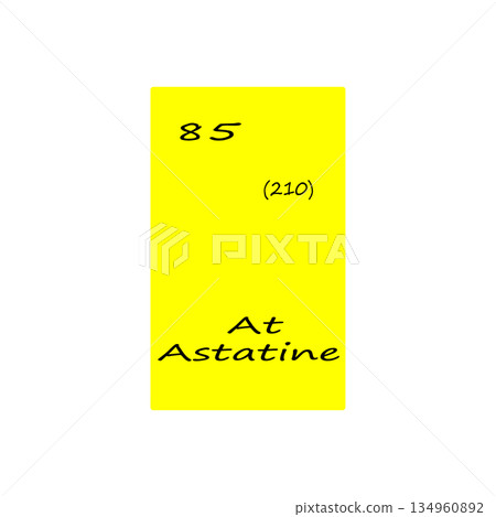 Astatine element icon. Eighty five number. Two hundred ten mass. Vector periodic table. Astatine element icon. Eighty five number. Two hundred ten mass. Vector periodic table. 134960892