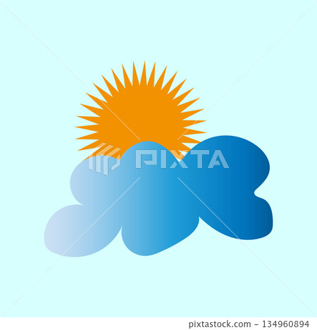 Sun cloud icon. Weather forecast symbol. Sky element illustration. Vector climate sign. Sun cloud icon. Weather forecast symbol. Sky element illustration. Vector climate sign. 134960894