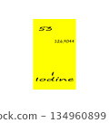 Iodine element icon. Fifty three number. One hundred twenty six mass. Vector periodic table. 134960899