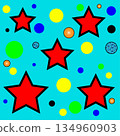 Stars shapes pattern. Red star icons. Circles colorful background. Creative geometric Vector illustration. 134960903
