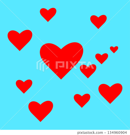 Red hearts pattern. Love symbol background. Romantic design illustration. Vector affection icons. 134960904