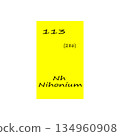 Nihonium element icon. One hundred thirteen number. Two hundred eighty six mass. Vector periodic table. 134960908