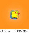 Abstract star symbol. Yellow shape Vector. Red grunge texture. Orange gradient background. 134960909