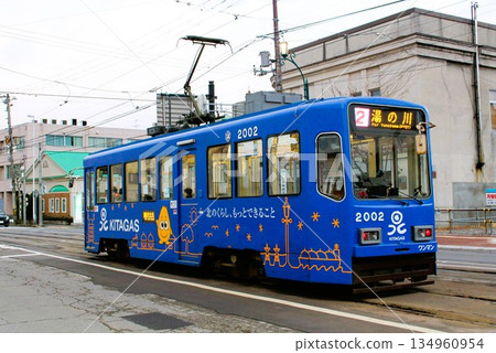 Hakodate City Tram running along Jujigai Street, Hakodate City, Hokkaido Hakodate City Tram running along Jujigai Street, Hakodate City, Hokkaido 134960954