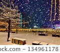 First snow at night in Saitama Shintoshin 2 134961178