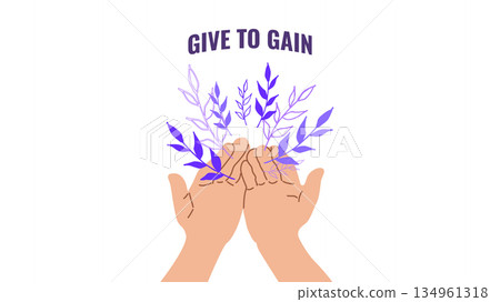 Give To Gain International Women Day Equality Through Generosity empower. Generosity as a path to gender equality. For ads web design marketing, and social campaigns. vector illustration. 134961318